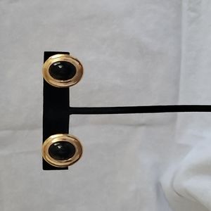 Priscilla Black & Gold Clip Earrings